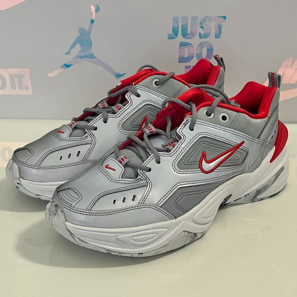 New Nike M2K Tekno Womens Sneaker Shoes Size 9.5 Metallic Silver Gray BQ3378-001